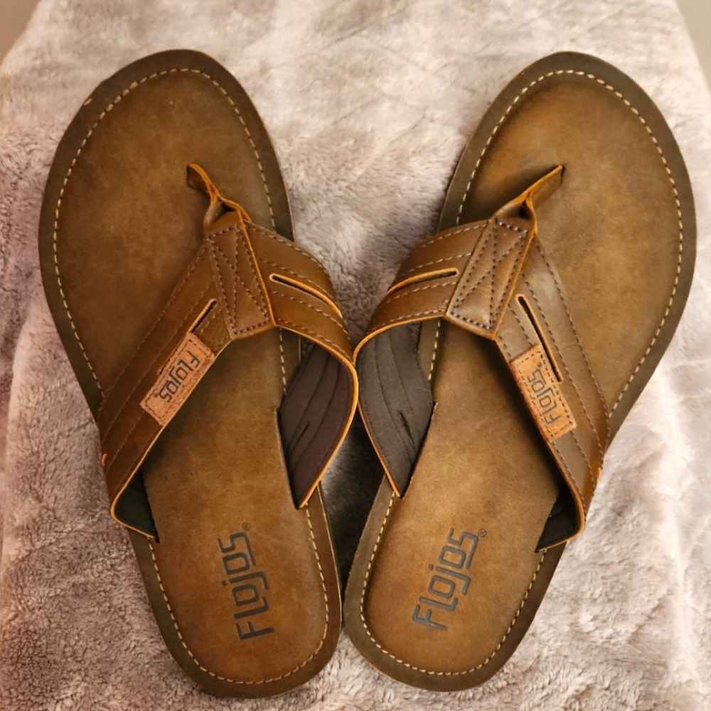 Flojos Brown Leather Flip-Flops Classic Sandals